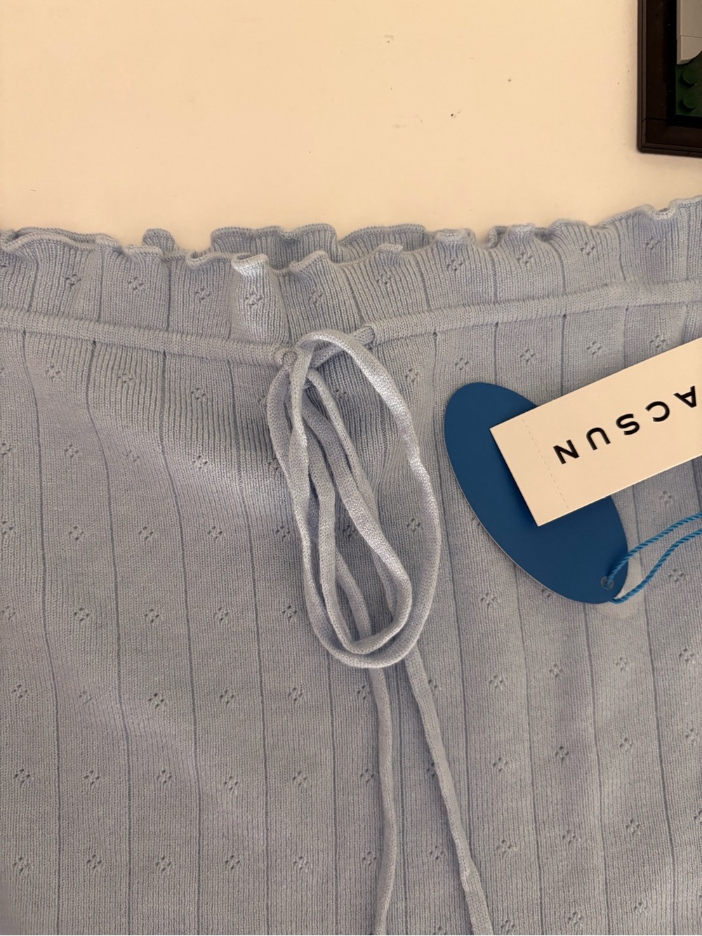 PacSun Pastel Blue Ribbed top with Drawstring - Picture 5 of 6